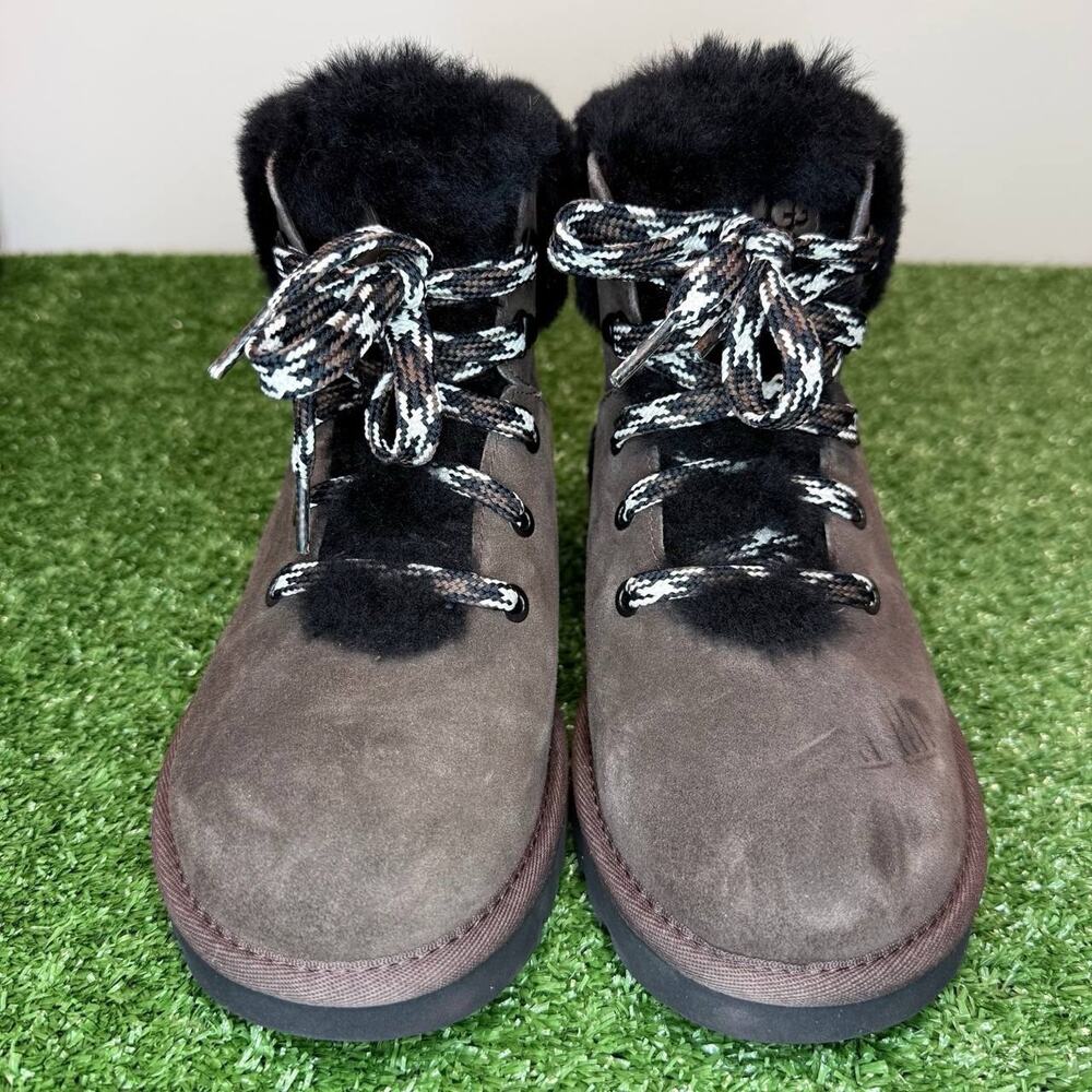 UGG Women's Classic Mini Alpine Lace Boots Brown Suede Women’s Size 7 New
